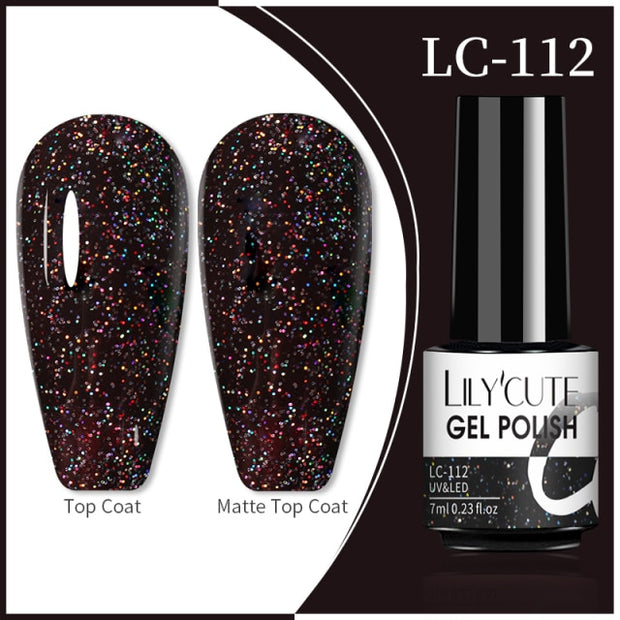 LILYCUTE 7ml Flowing Cat Magnetic Gel Polish Semi Permanent Glitter Magnetic nail polish hozanas4life 112  