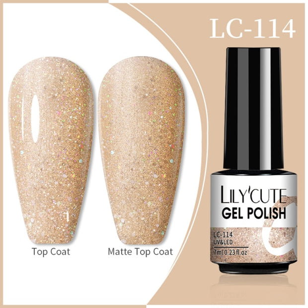 LILYCUTE 7ml Flowing Cat Magnetic Gel Polish Semi Permanent Glitter Magnetic nail polish hozanas4life 114  