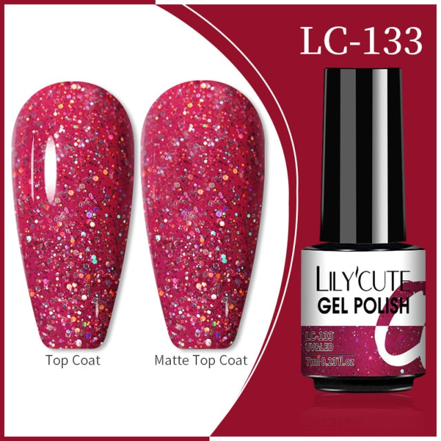 LILYCUTE 7ml Flowing Cat Magnetic Gel Polish Semi Permanent Glitter Magnetic Nail Gel Soak Off UV Gel Nail Art Gel Varnish nail polish hozanas4life 133  