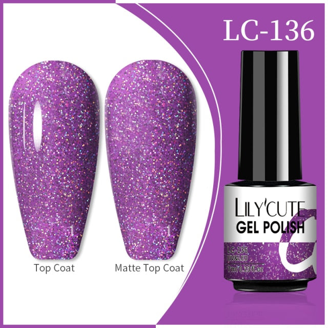 LILYCUTE 7ml Flowing Cat Magnetic Gel Polish Semi Permanent Glitter Magnetic nail polish hozanas4life 136  