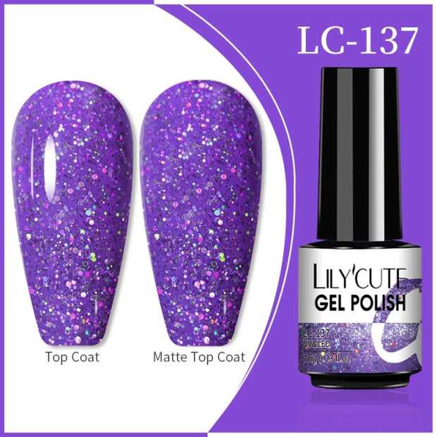 LILYCUTE 7ml Flowing Cat Magnetic Gel Polish Semi Permanent Glitter Magnetic nail polish hozanas4life 137  