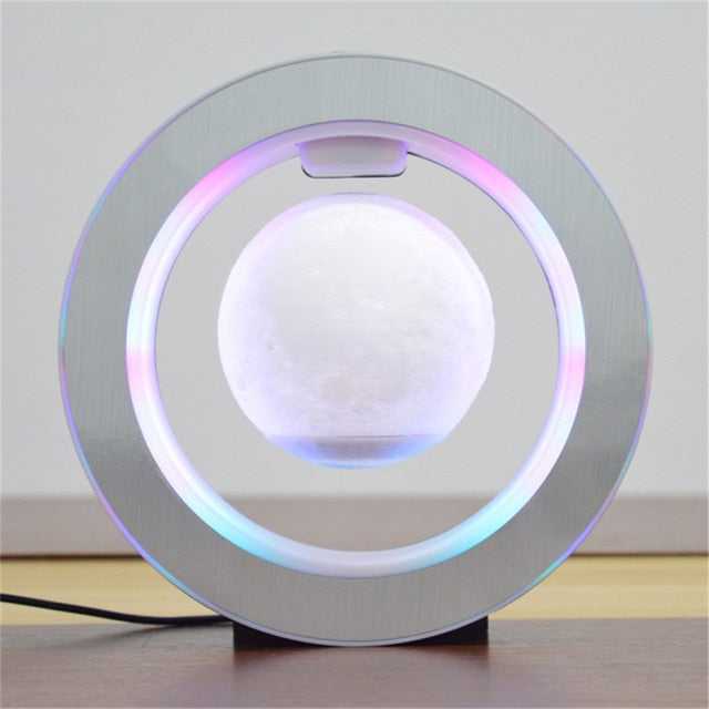 Magnetic levitation luminous 4 inch moon home table lamp decoration creative gift crafts  anime led light  novelty items  hozanas4life white  