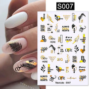 2022 NEW Gold Bronzing Slider Nail Art 3D Decals Decoration Flower Leaves  hozanas4life S007  