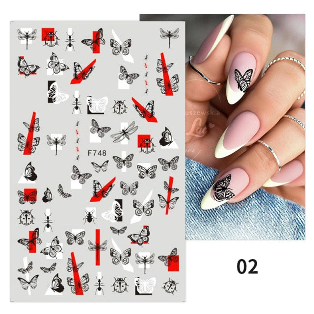 2022 NEW Gold Bronzing Slider Nail Art 3D Decals Decoration Flower Leaves  hozanas4life 11  