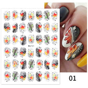 2022 NEW Gold Bronzing Slider Nail Art 3D Decals Decoration Flower Leaves  hozanas4life 14  