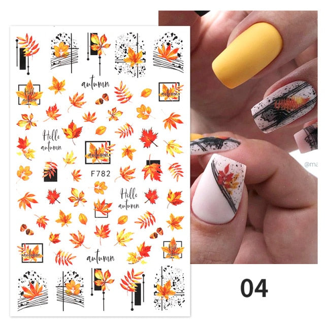 2022 NEW Gold Bronzing Slider Nail Art 3D Decals Decoration Flower Leaves  hozanas4life 26  