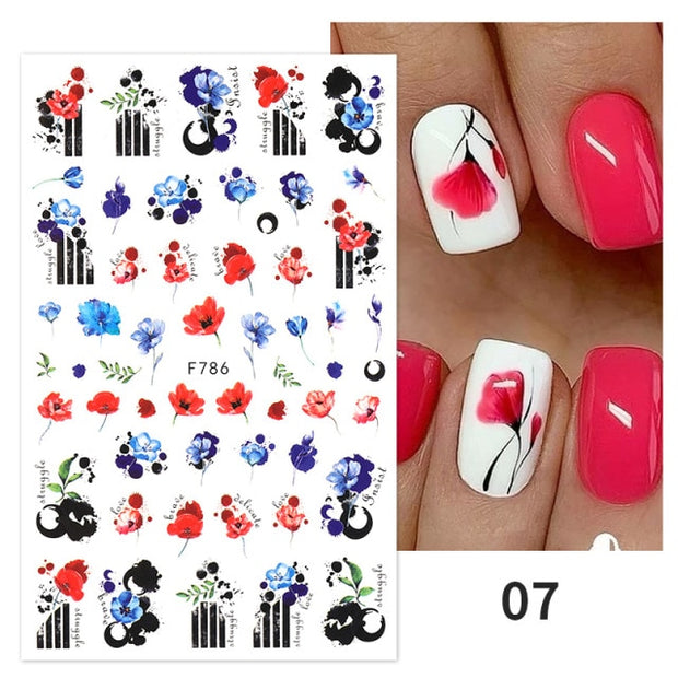 2022 NEW Gold Bronzing Slider Nail Art 3D Decals Decoration Flower Leaves  hozanas4life 29  