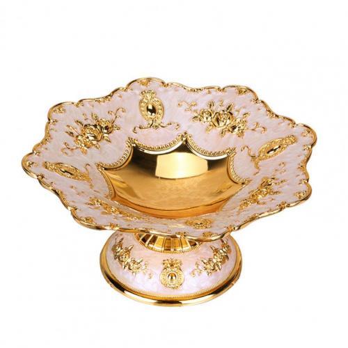 Golden Color  Durable Novelty Item Display Fruit Tray Large Capacity Fruit Plate Beautiful   Home Decor  hozanas4life Golden White  
