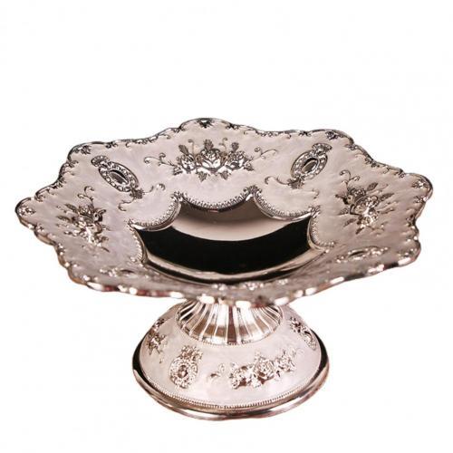 Golden Color  Durable Novelty Item Display Fruit Tray Large Capacity Fruit Plate Beautiful   Home Decor  hozanas4life Silver White  
